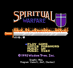 Spiritual Warfare title screen for NES